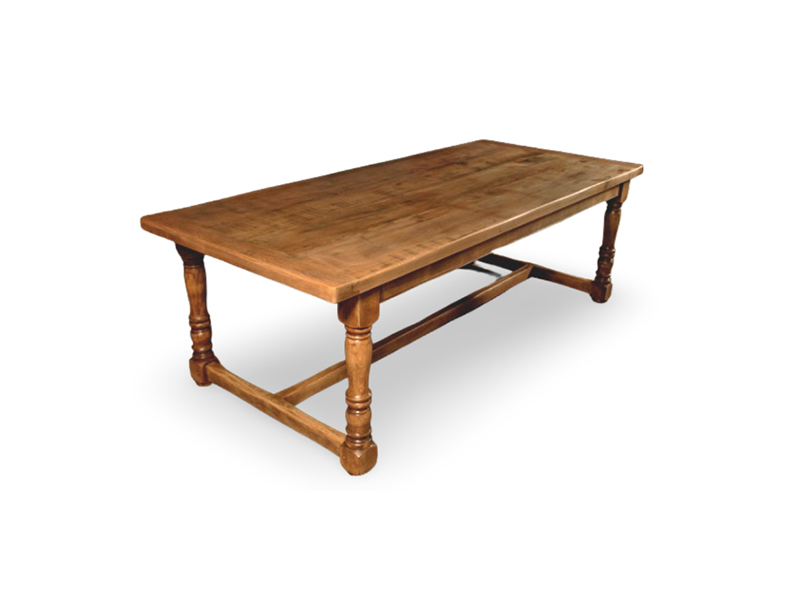 rustic oak refectory table on white background